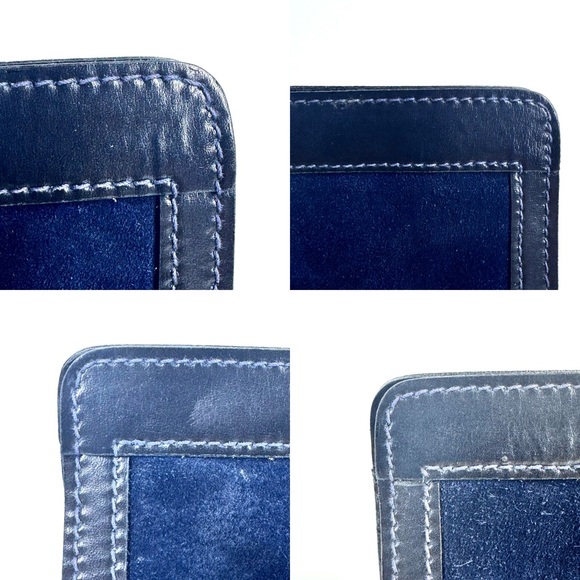 Gucci Vintage large Clutch crossbody bag Handbag Suede Leather navy blue - Picture 8 of 12